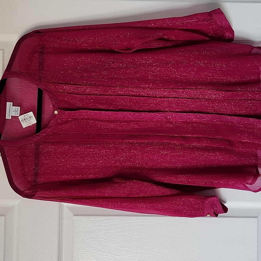 NWT Liz Claiborne's Fuschia Sheer Blouse with detachable Tank Top XL